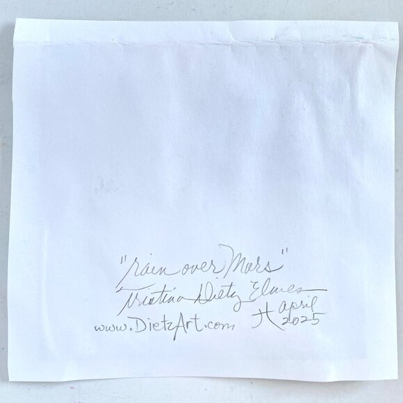 Rain Over Mars Original Acrylic Painting 8x8in Matted Frame Ready Squeegee Art - Picture 7 of 7